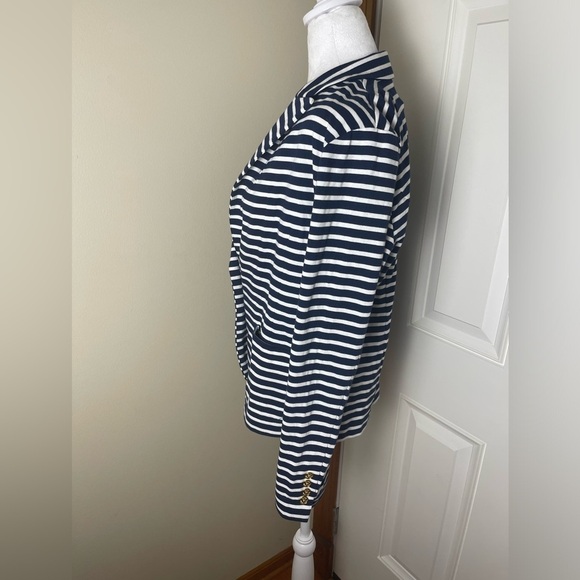 Lauren Ralph Lauren Navy & White Striped Nautical Blazer Size Large - Picture 2 of 7